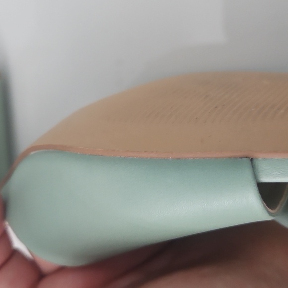 London Rebel Square Toe Block Heeled Mules in Sage Size 38 - Picture 3 of 4